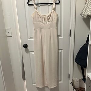 Astr Cream Textured Jumpsuit